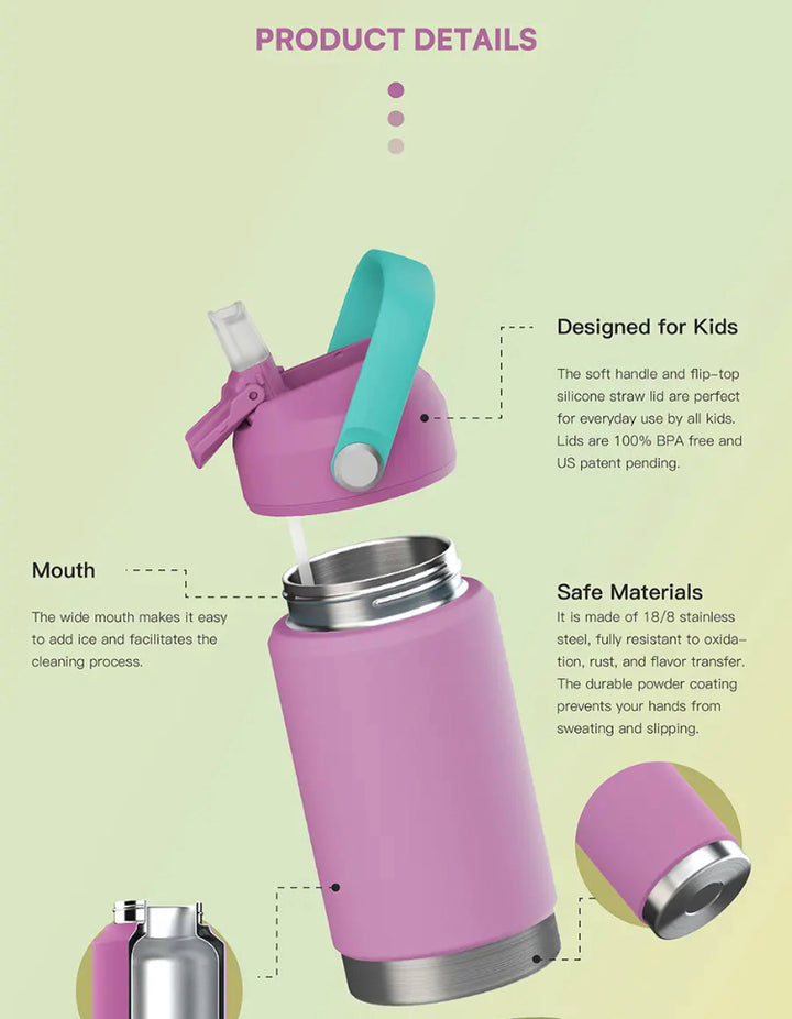 12oz Stainless Steel Insulated Water Bottle for Kids
