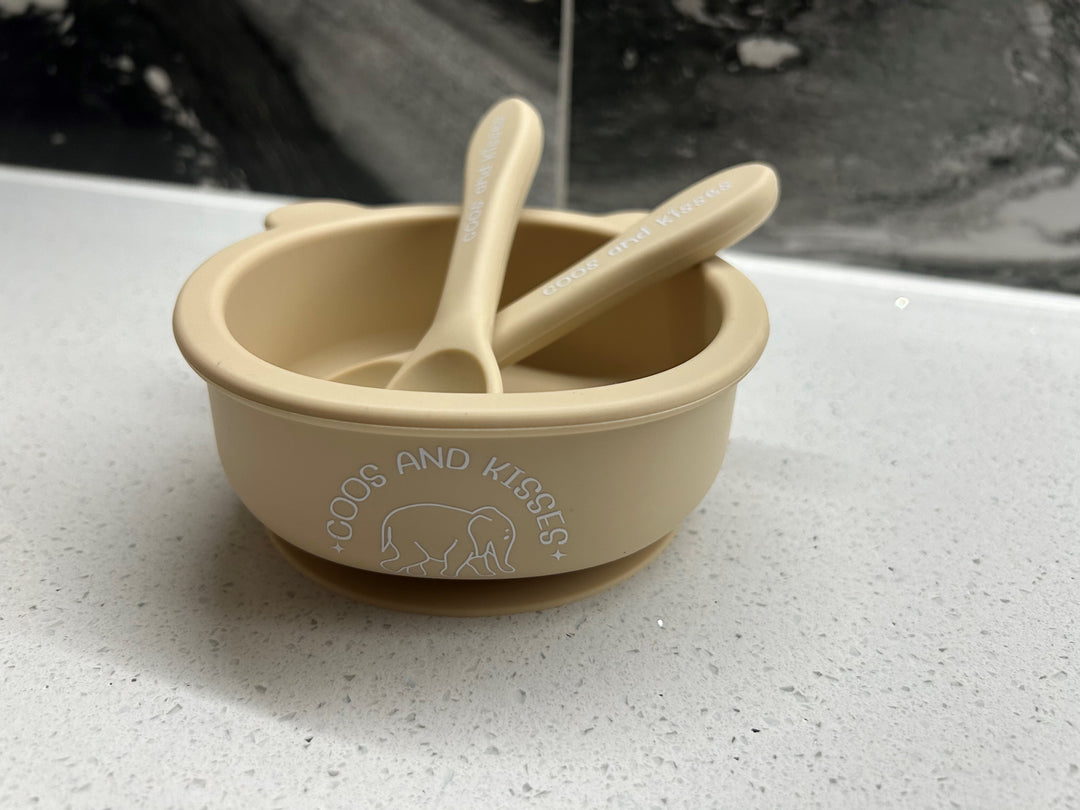Silicone Suction Bear Bowl with Cutlery