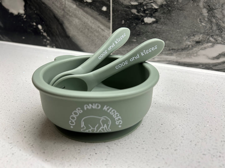 Silicone Suction Bear Bowl with Cutlery