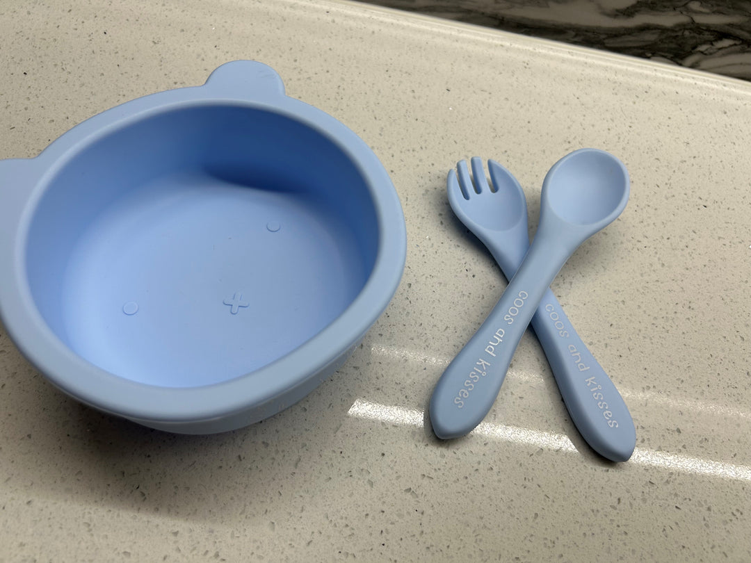 Silicone Suction Bear Bowl with Cutlery