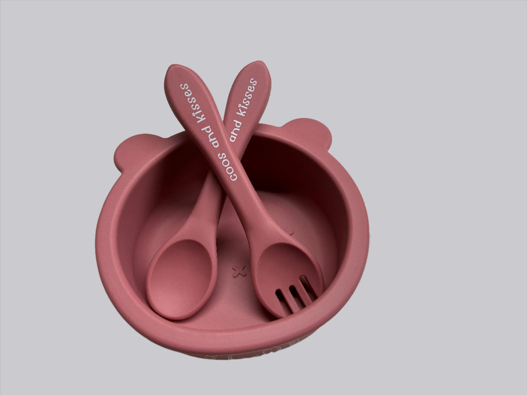 Silicone Suction Bear Bowl with Cutlery