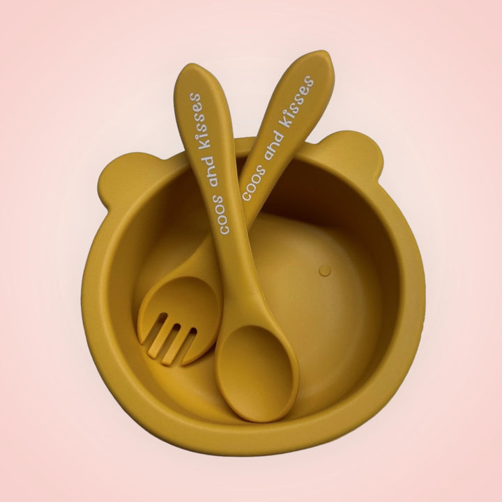 Silicone Suction Bear Bowl with Cutlery