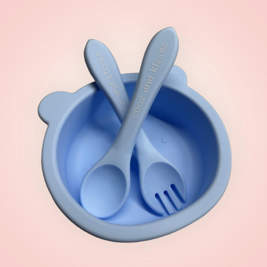 Silicone Suction Bear Bowl with Cutlery