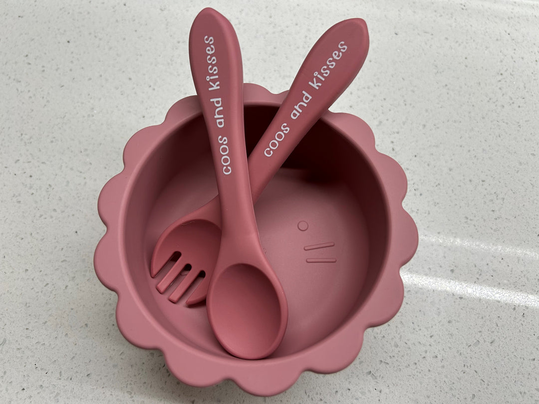 Silicone Suction Lion Bowl with Spoon and Fork
