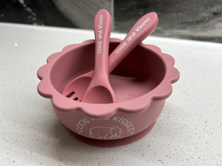 Silicone Suction Lion Bowl with Spoon and Fork