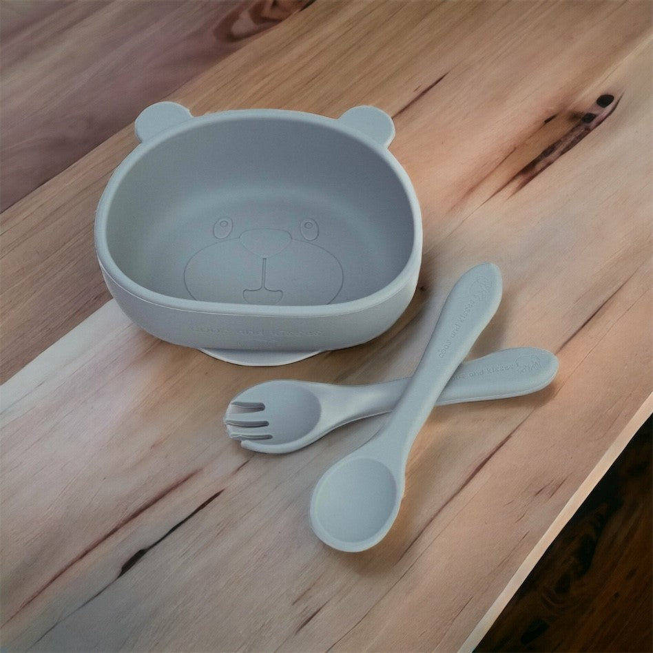 Silicone Suction Bowl with Spoon and Fork