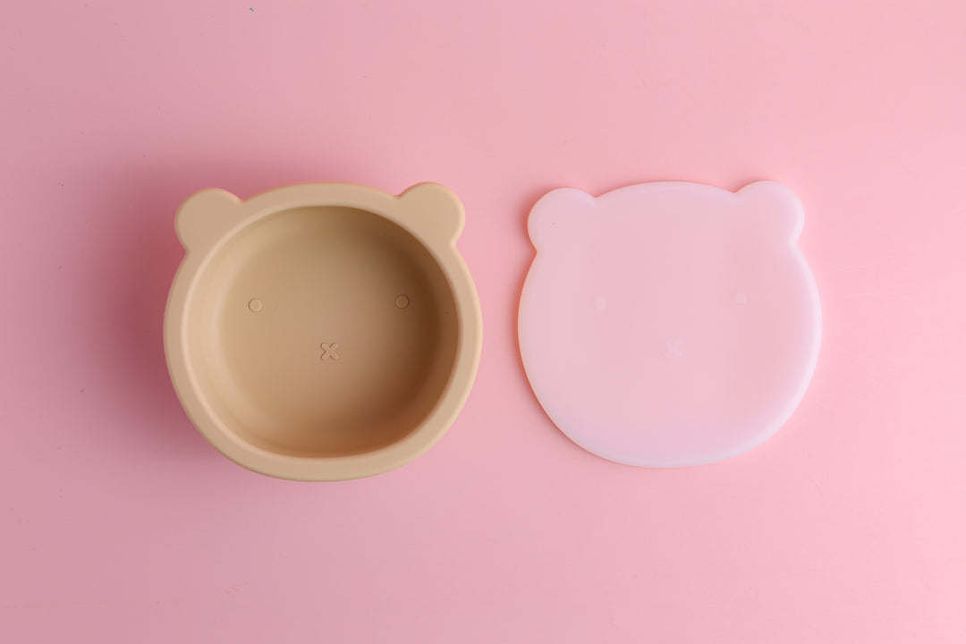 Silicone Suction Bear Bowl with Lid - Bundle