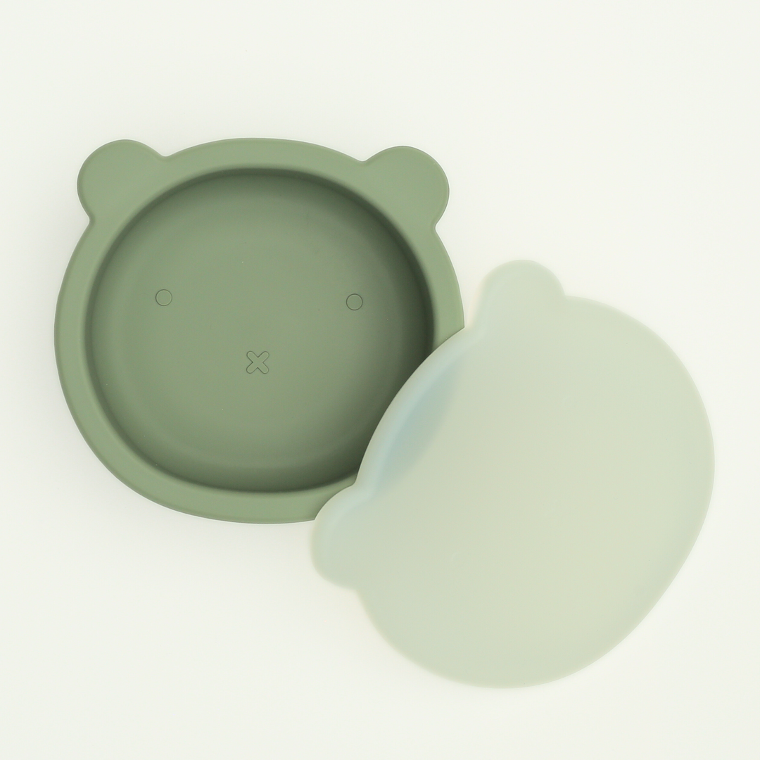 Silicone Suction Bear Bowl with Lid